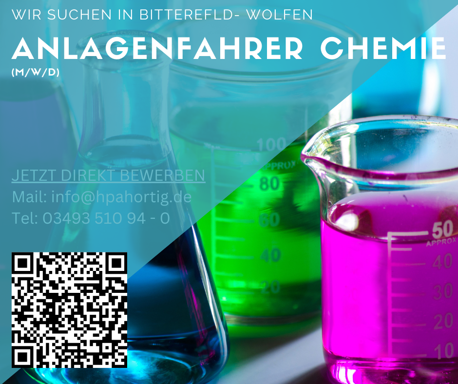Anlagenfahrer (m/w/d) im Bereich Chemie für Bitterfeld- Wolfen gesucht 