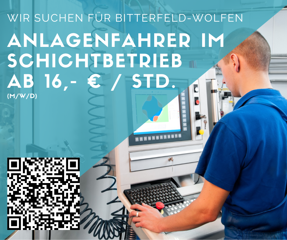 Maschinen- und Anlagenbediener (m/w/d) im Schichtbetrieb - Bitterfeld ab 16 €