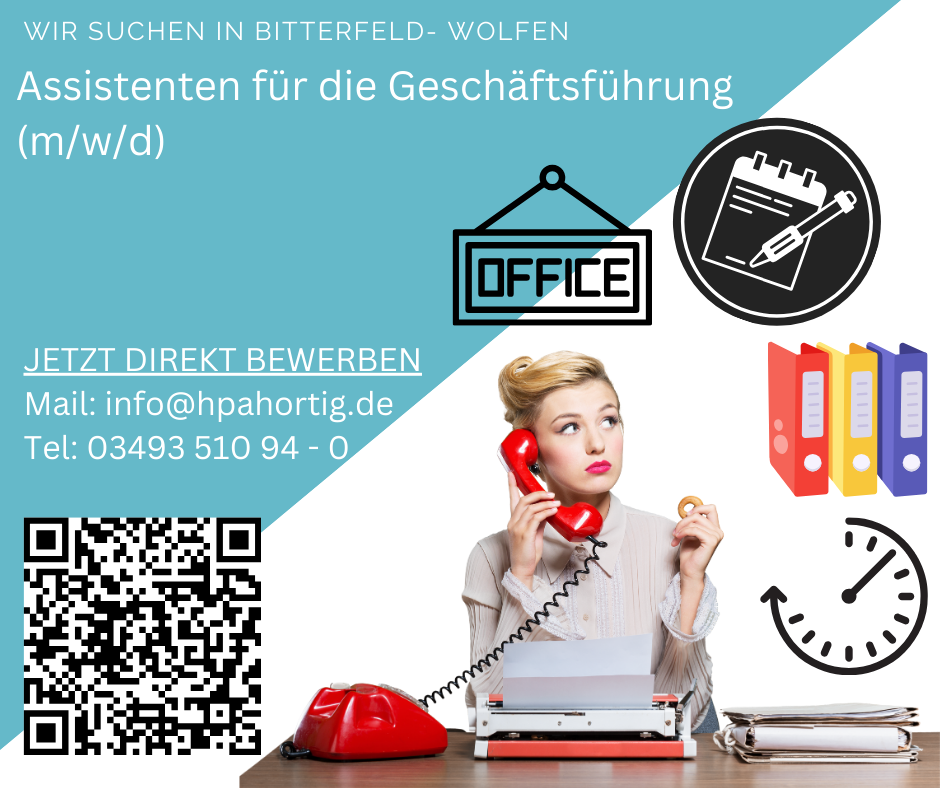 Assistenz für die Geschäftsführung (m/w/d) gesucht in Bitterfeld- Wolfen 