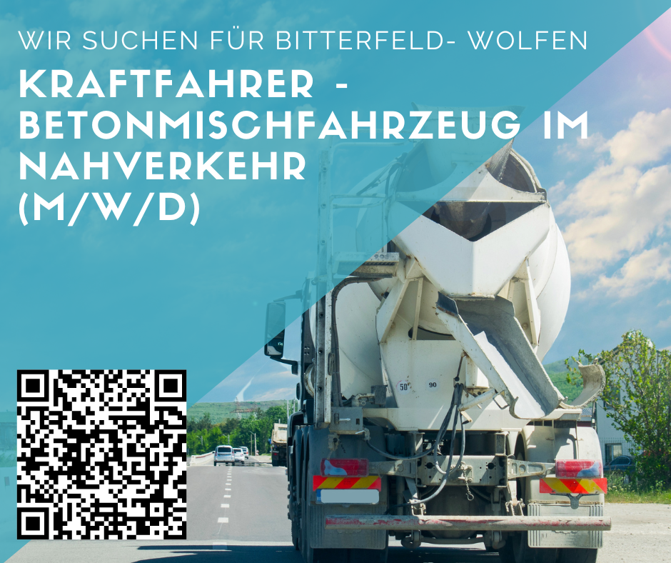 Kraftfahrer (m/w/d) für Betonmischerfahrzeug in Bitterfeld- Wolfen gesucht 