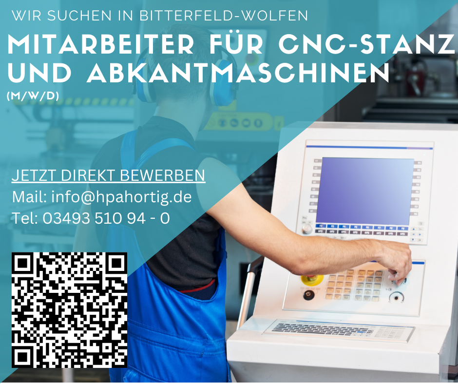 Mitarbeiter CNC-Stanz- und Abkantmaschine (m/w/d) - Bitterfeld-Wolfen - ab 18 €