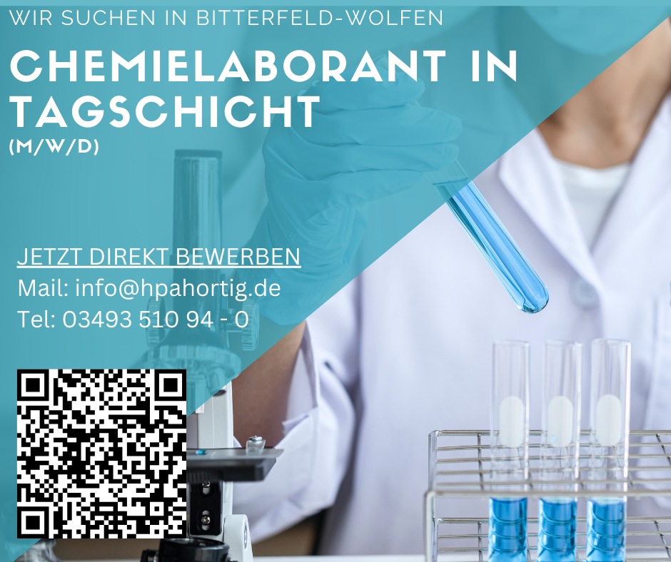 Chemielaborant (m/w/d) in der Qualitätskontrolle - Bitterfeld - Tagschicht (Mo-Fr)