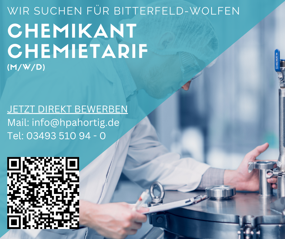 Chemikant (m/w/d) Bitterfeld-Wolfen - Schichtbetrieb - Chemietarif