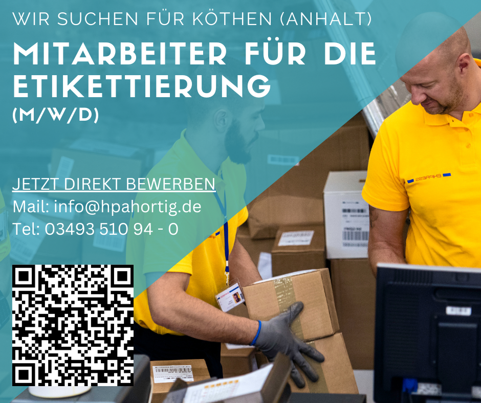 Mitarbeiter für die Etikettierung in Köthen (Anhalt) gesucht -Vollzeit/ Teilzeit- 