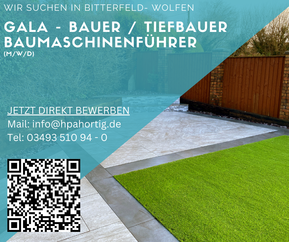 Garten- und Landschaftsbauer / Tiefbauer / Baumaschinenführer (m/w/d) für Bitterfeld gesucht - ab 18 €