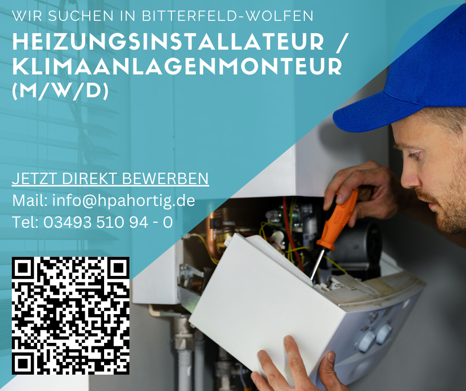 Heizungsinstallateur / Kälteanlagenmonteur (m/w/d) - Bitterfeld-Wolfen - ab 20 € - 4-Tage-Woche