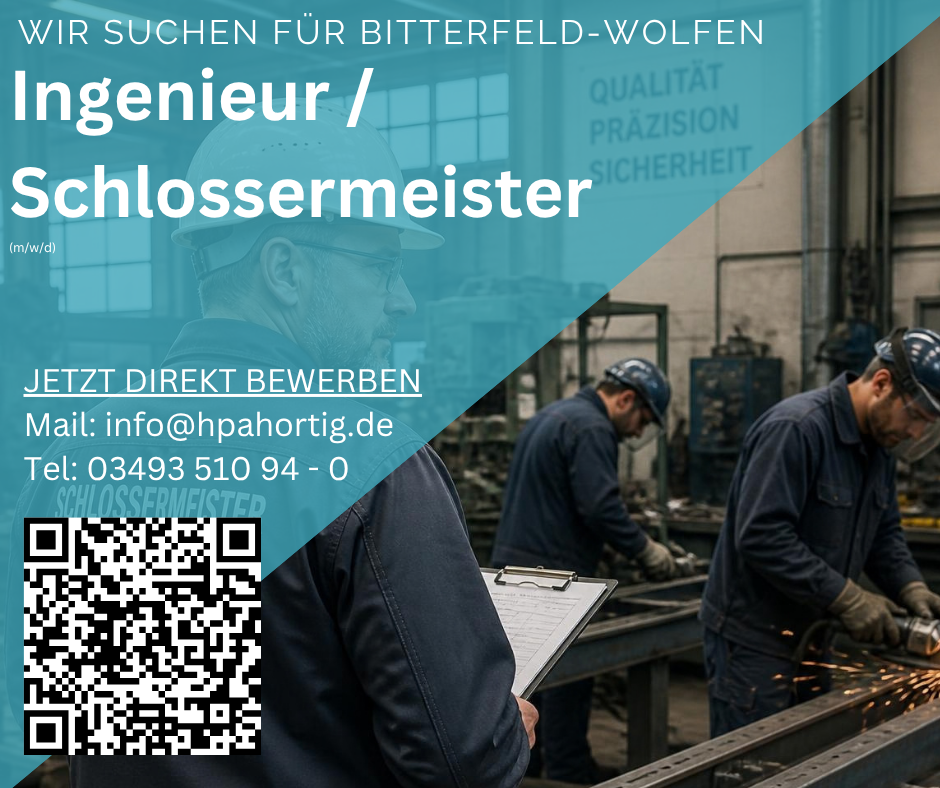Ingenieur / Schlossermeister / Schweißfachmann (m/w/d) für Bitterfeld-Wolfen gesucht
