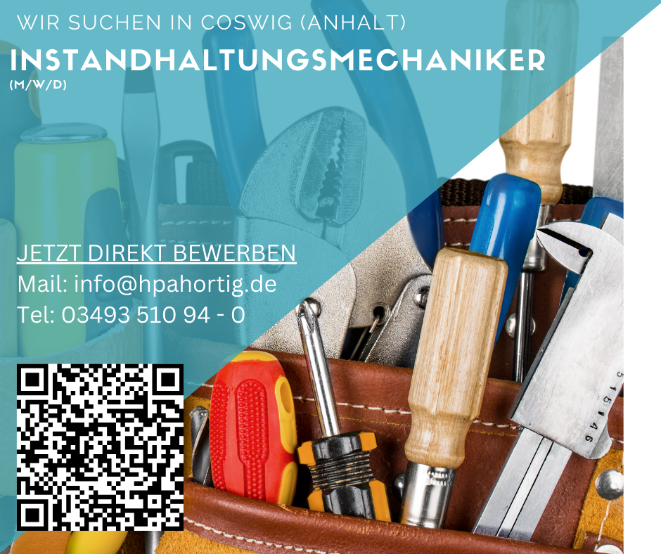 Instandhaltungsmechaniker (m/w/d) für Coswig (Anhalt) gesucht 
