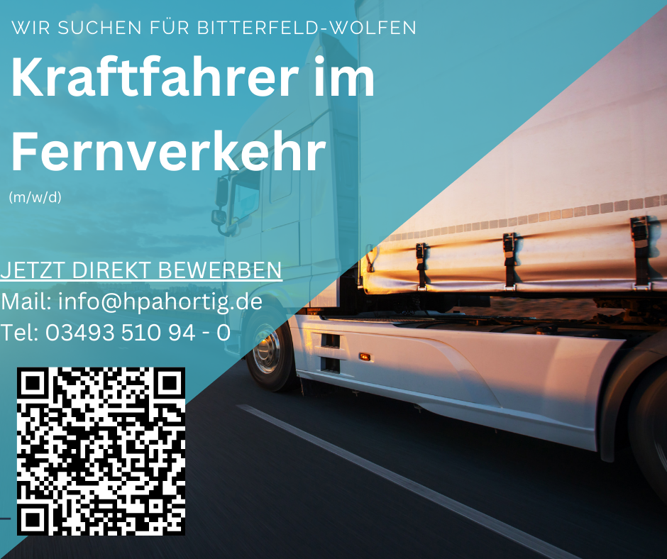 Kraftfahrer (m/w/d) - Fernverkehr - Mo-Do (Bitterfeld) - ab 3.800 € + Spesen