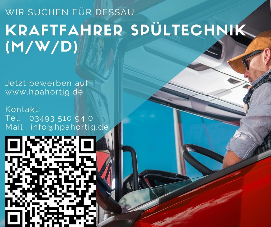 Kraftfahrer (m/w/d) Spülfahrzeug - Nahverkehr - Dessau