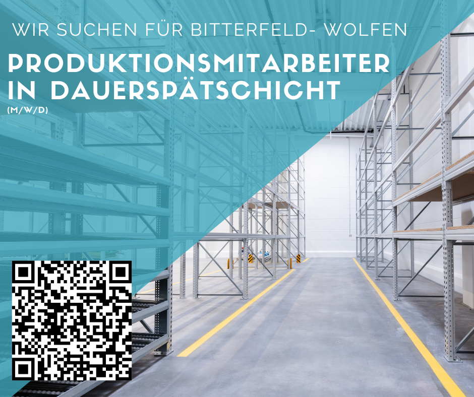 Produktionsmitarbeiter/in in Dauerspätschicht für Bitterfeld- Wolfen gesucht 