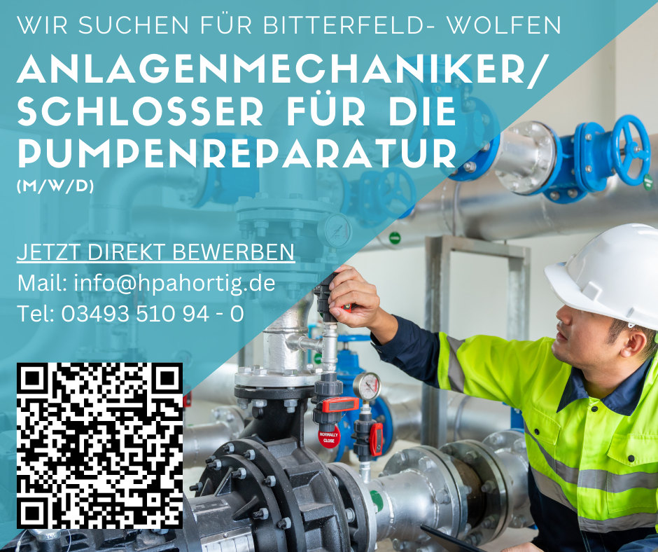 Pumpenschlosser / Anlagenmechaniker / Schlosser (m/w/d) - Bitterfeld -Wolfen gesucht -Tagschicht - ab 3.500 €