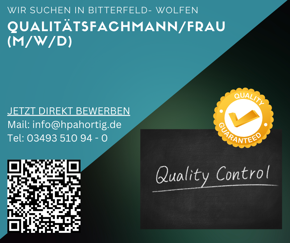 Qualitätsfachmann (m/w/d) für Bitterfeld- Wolfen gesucht 
