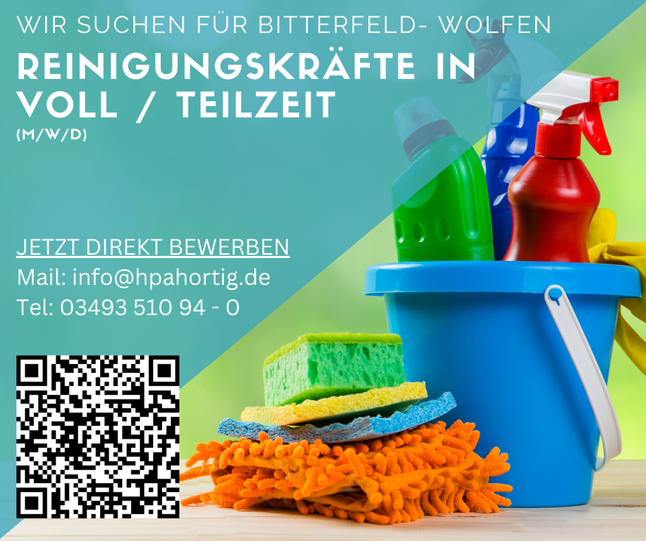 Reinigungskräfte (m/w/d) in Voll- oder Teilzeit für Bitterfeld-Wolfen gesucht 