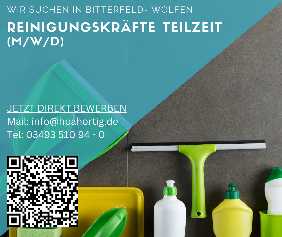 Reinigungskraft (m/w/d) in Bitterfeld- Wolfen gesucht- Teilzeit-