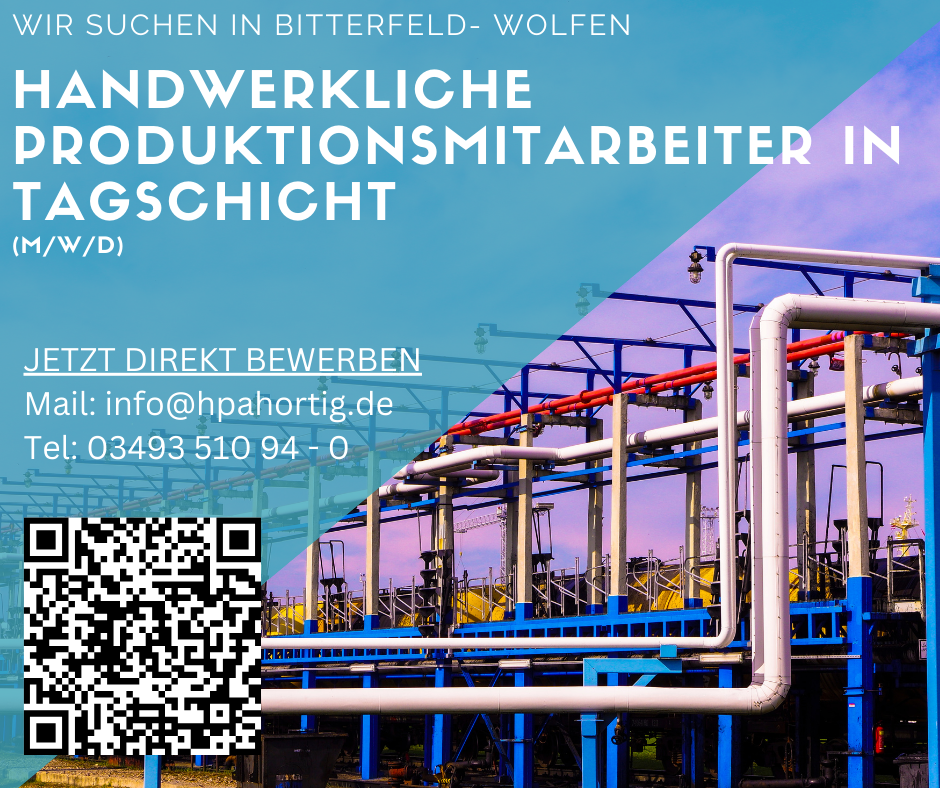 Handwerkliche Produktionsmitarbeiter (m/w/d) in Bitterfeld- Wolfen gesucht- Tagschicht- 