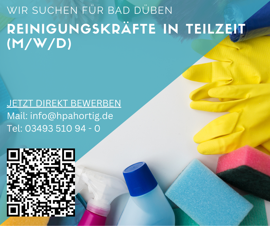 Reinigungskräfte (m/w/d) in Teilzeit für Bad Düben gesucht 