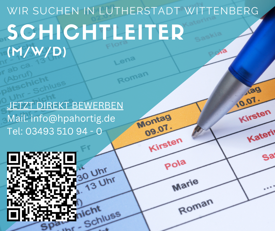Schichtleiter (m/w/d) für Lutherstadt Wittenberg gesucht 
