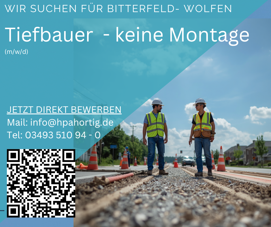 Tiefbauer (m/w/d) für Bitterfeld-Wolfen gesucht - keine Montagetätigkeiten