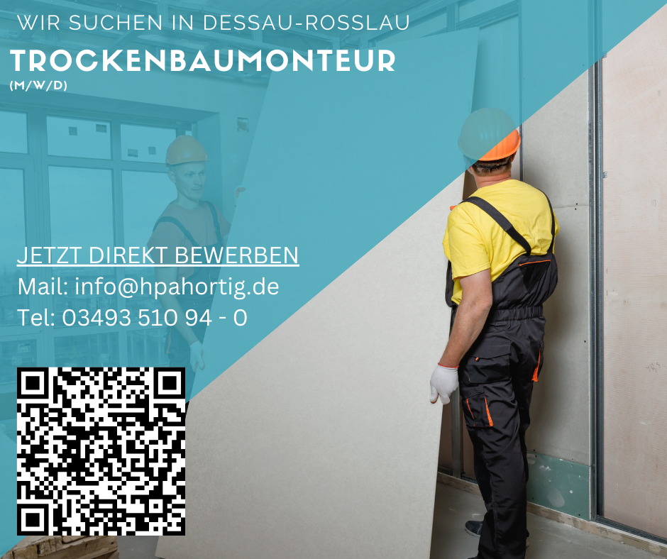 Trockenbaumonteur (m/w/d) für Dessau gesucht - keine Montage - ab 17,00 €