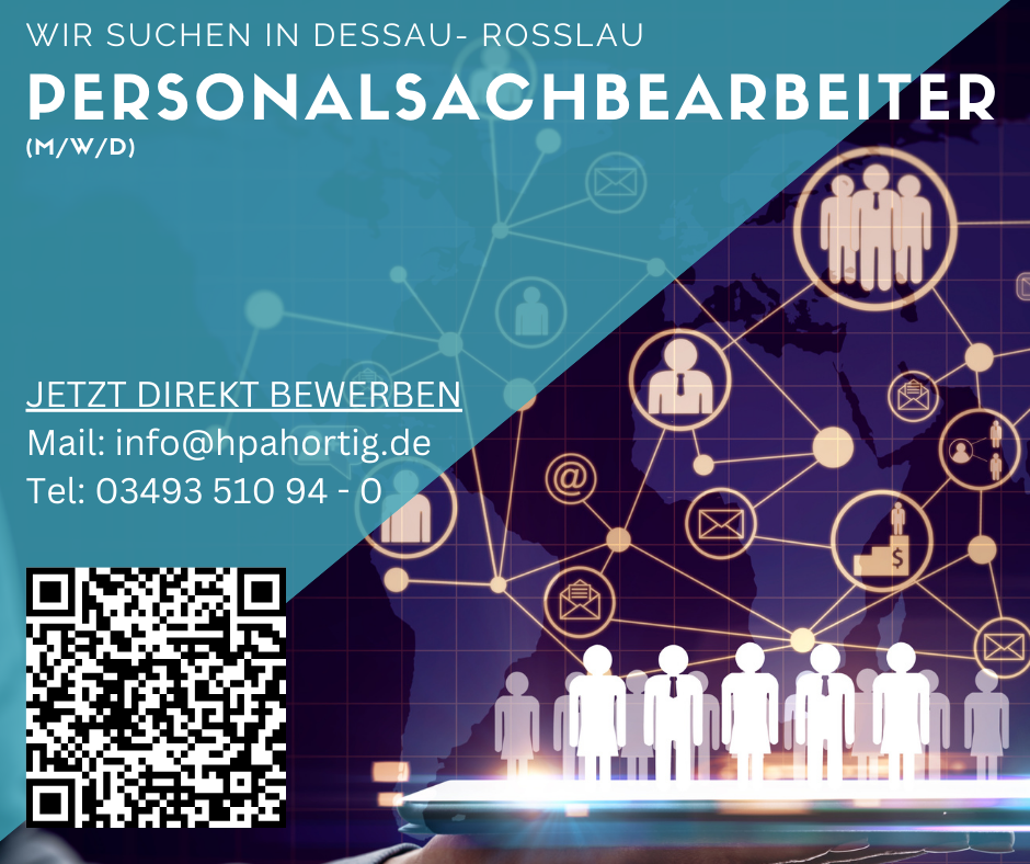 Personalsachbearbeiter (m/w/d) für Dessau - Roßlau gesucht -Voll- oder Teilzeit- 