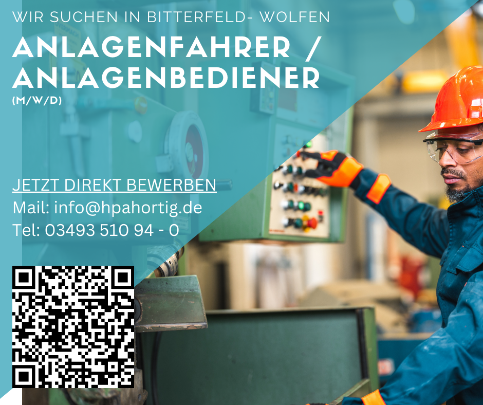 Anlagenfahrer / Anlagenbediener (m/w/d) in Bitterfeld- Wolfen gesucht 