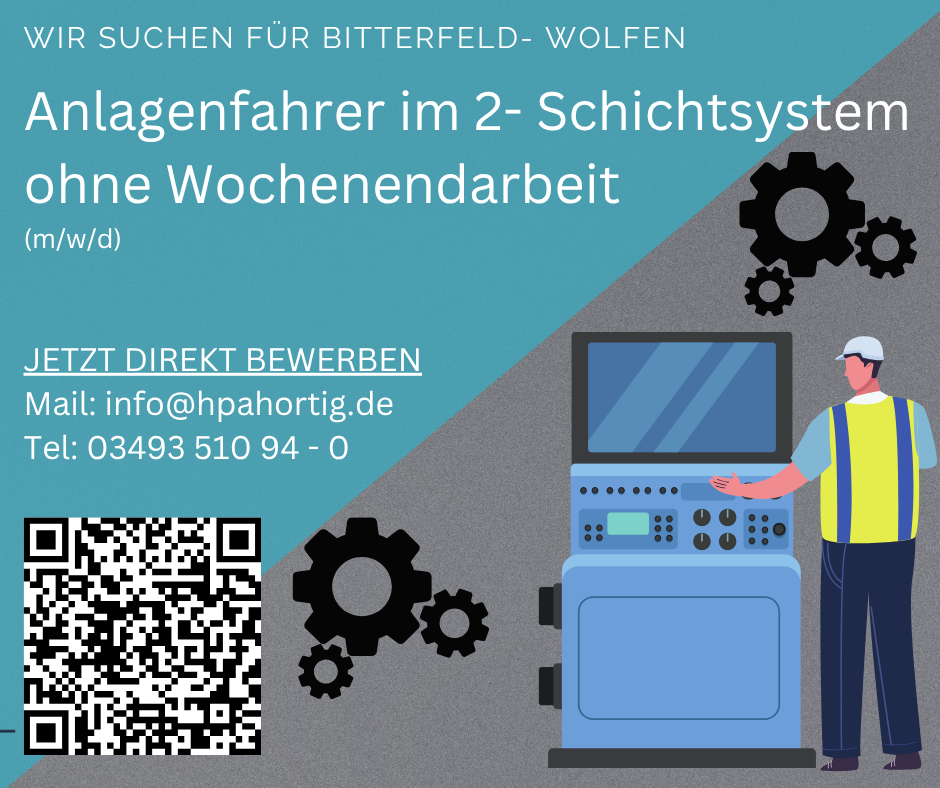 Anlagenfahrer (m/w/d) in Bitterfeld- Wolfen gesucht in 2 Schichten - ohne Wochenende