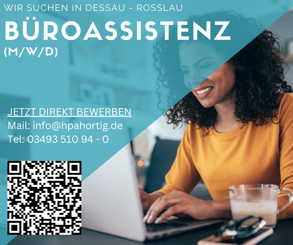 Büroassistenz (m/w/d) in Teilzeit für Dessau- Roßlau gesucht 