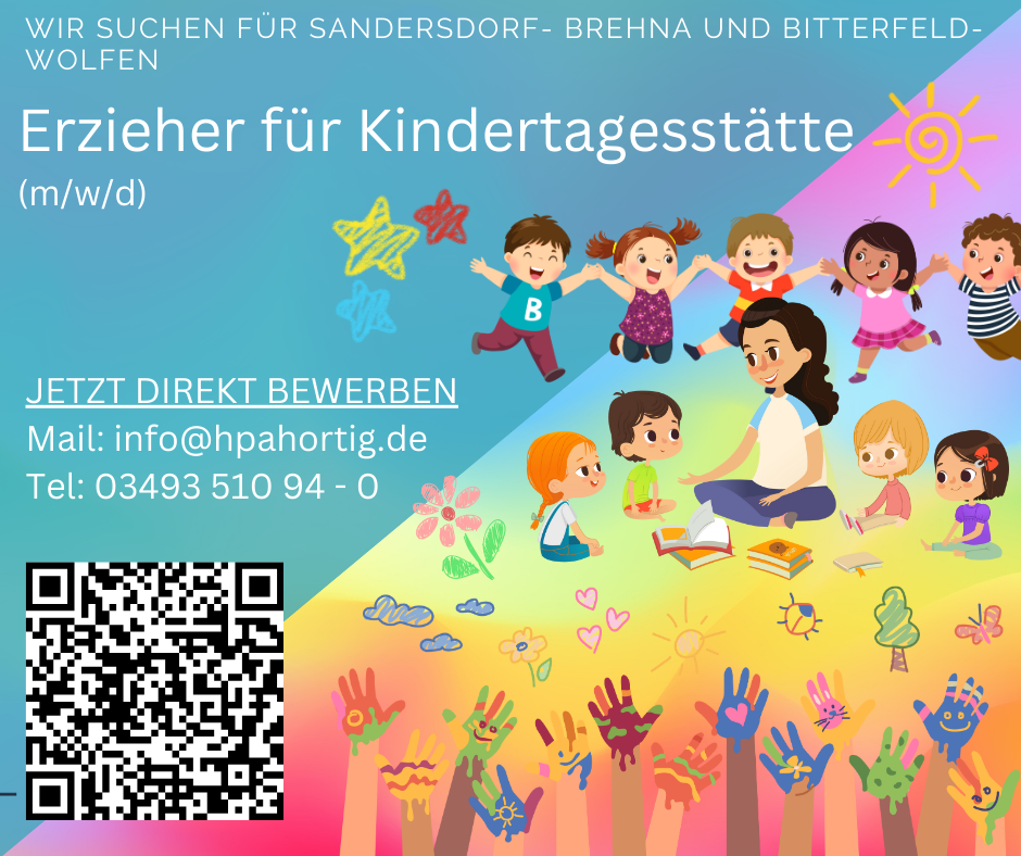Erzieher (m/w/d) für Bitterfeld- Wolfen und Sanderdorf- Brehna gesucht