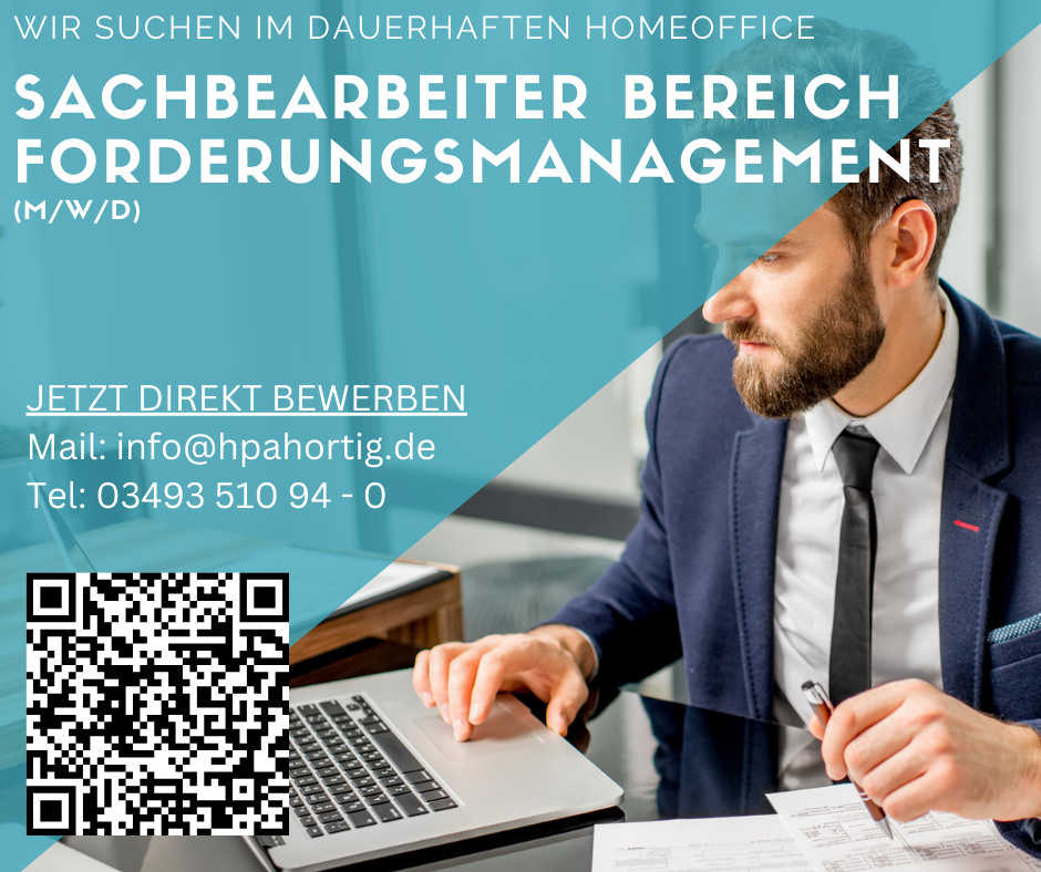 Sachbearbeiter (m/w/d) Bereich Forderungsmanagement im dauerhaften Homeoffice gesucht 