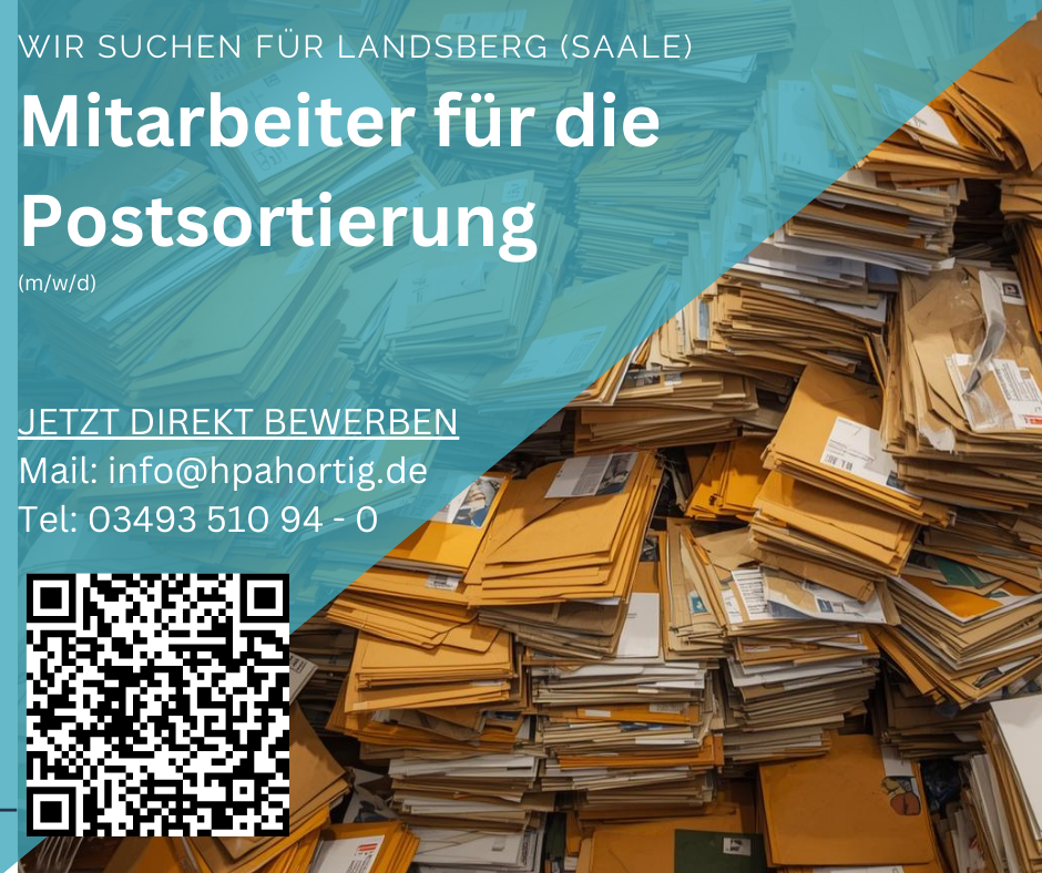 Mitarbeiter (m/w/d) für die Postsortierung in Landsberg (Saale) gesucht 