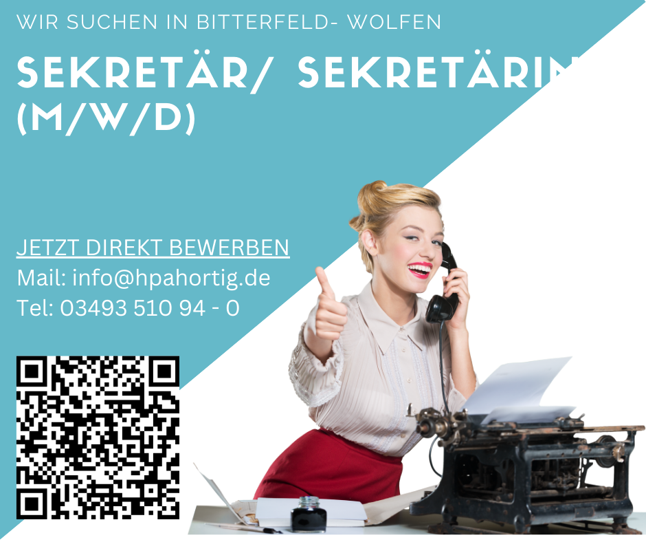 Sekretärin/ Sekretär (m/w/d) für Bitterfeld- Wolfen gesucht (Voll- oder Teilzeit) 