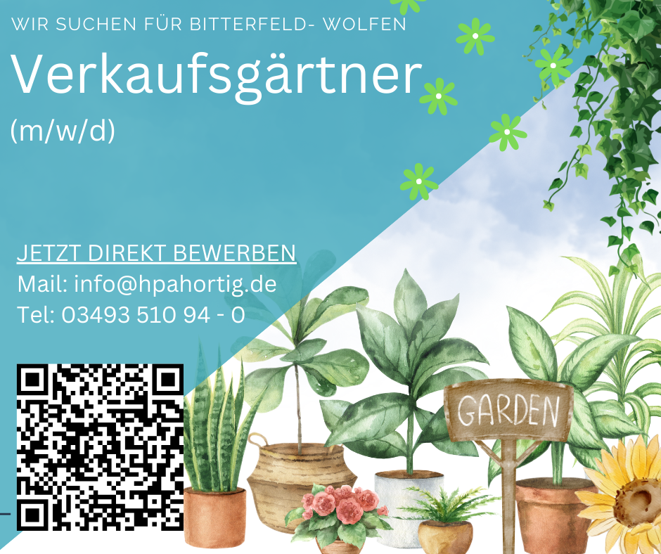Verkaufsgärtner (m/w/d) für Bitterfeld- Wolfen gesucht - Voll- oder Teilzeit- 